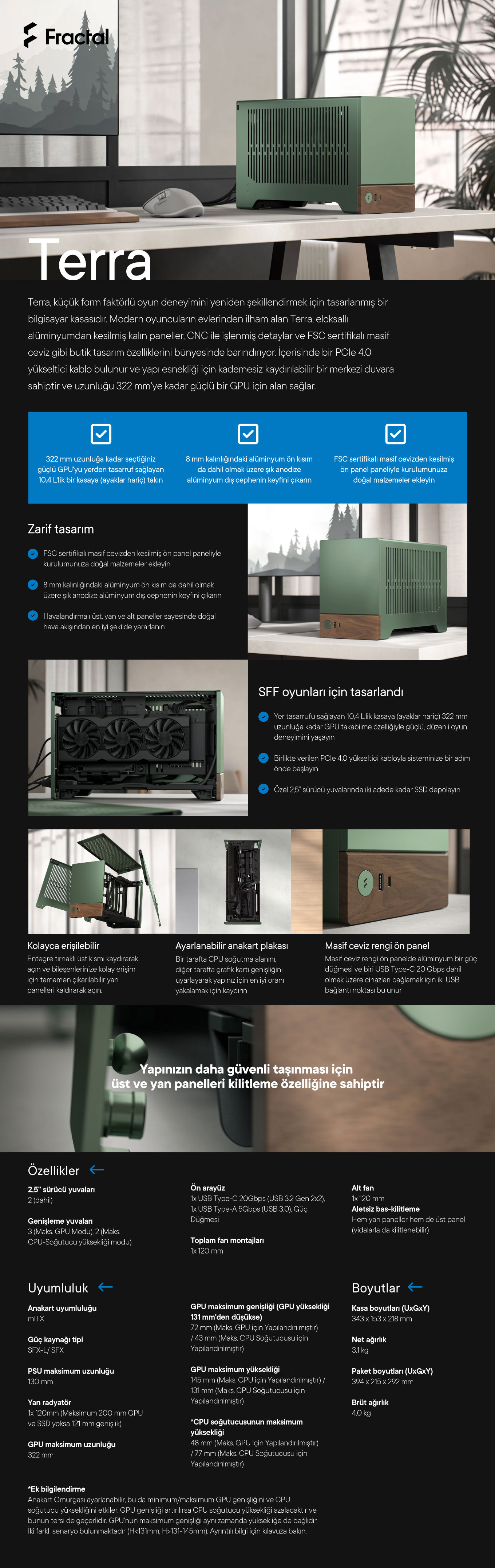 Fractal Design Terra Mini ITX Ye im Renk Bilgisayar Kasas FD C